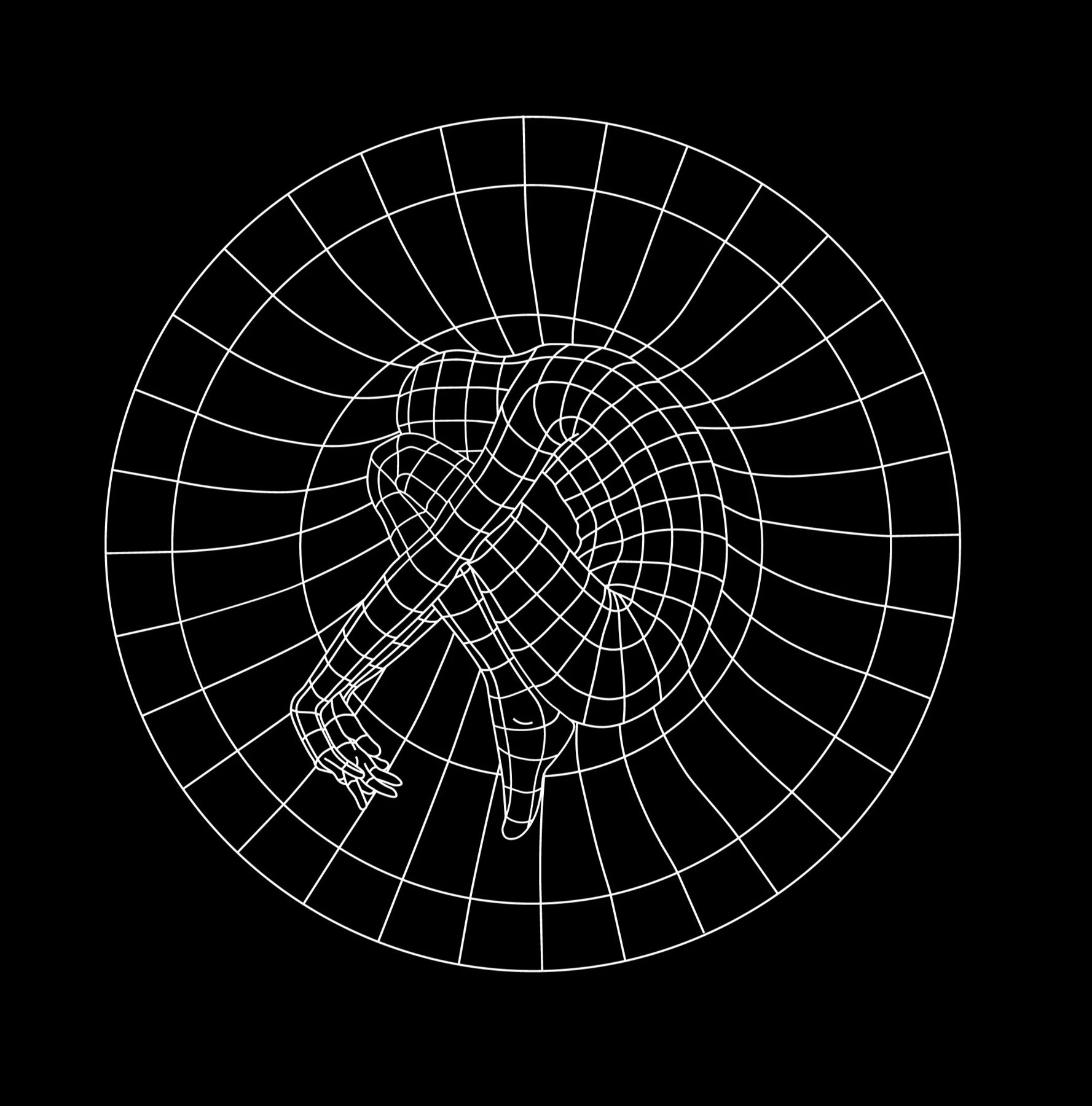The Somatic Atlas booklet: a line drawing of a body within a radial grid.